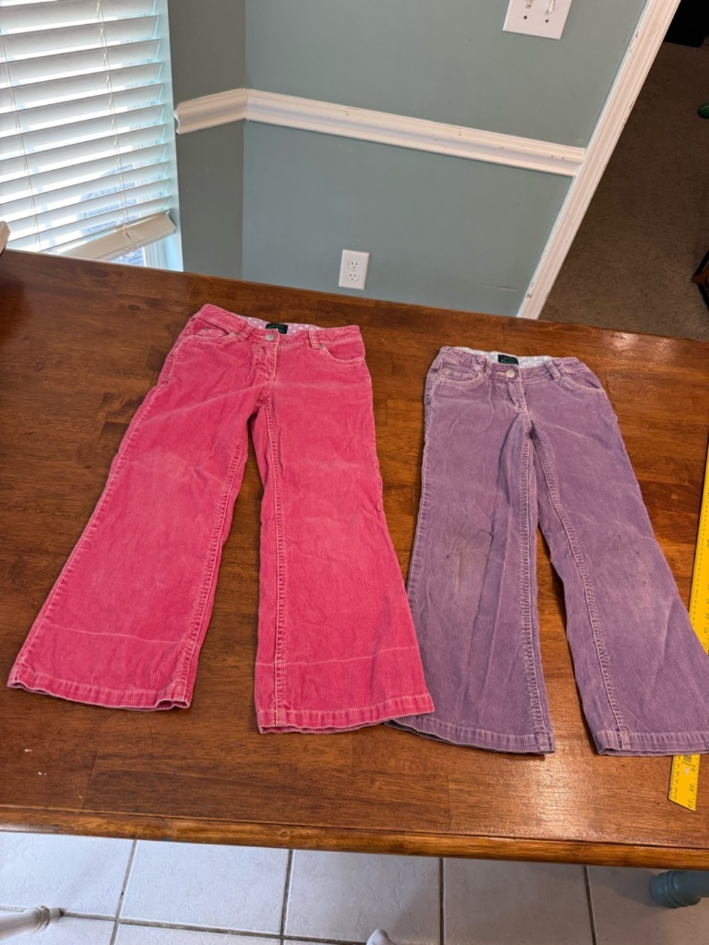 Mini Boden Corduroy Flare Pants in Pink and Purple